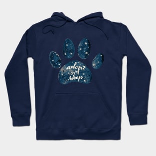 Adopt don't shop watercolor galaxy paw - blue Hoodie